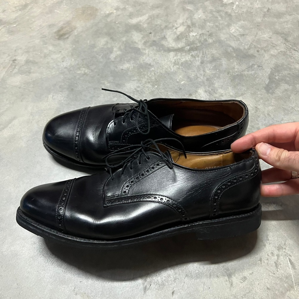 Allen Edmonds Benton Black Leather Cap Toe Brogue Derby Shoes Mens 10 D 3408